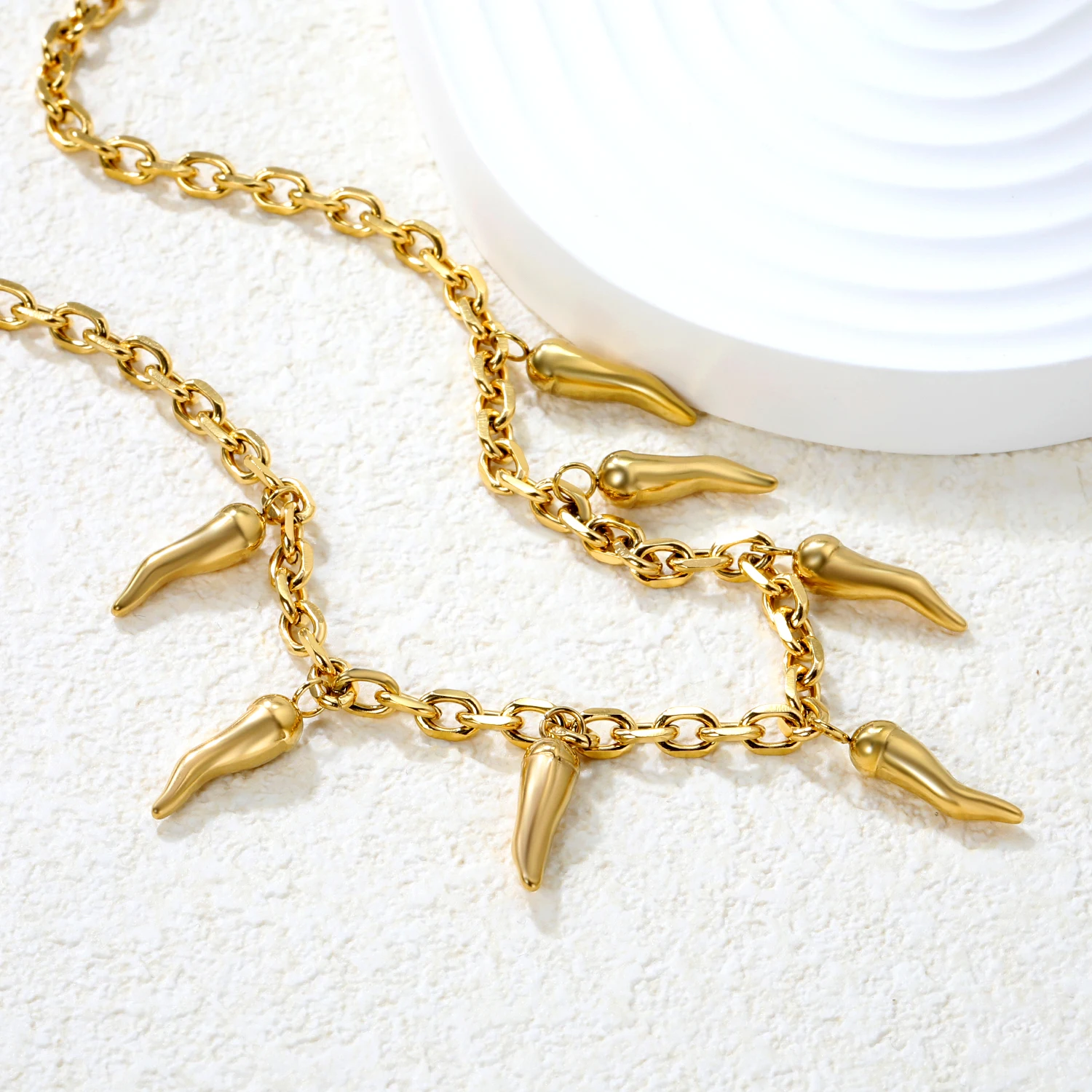 LUXUSTEEL Fashion Drip Oil Red Chili Pepper Chain Pendant For Women Lady Stainless Steel Golden Female Necklace Jewelry Gift