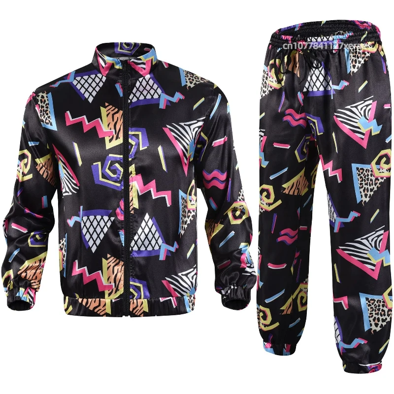 Retro Street Dance Jacke und Hose Jogging Sportbekleidung Modisches Retro-Stil-Mottoparty-Bühnenkostüm-Set