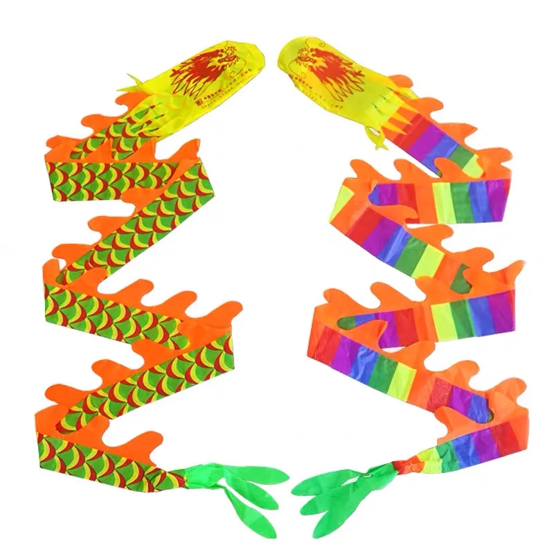 3D Colorful Fitness Dragon Dance Silk Flowy Spinning Shaking Poi for Fitness Juggling and Games,Flinging The Long Spiral