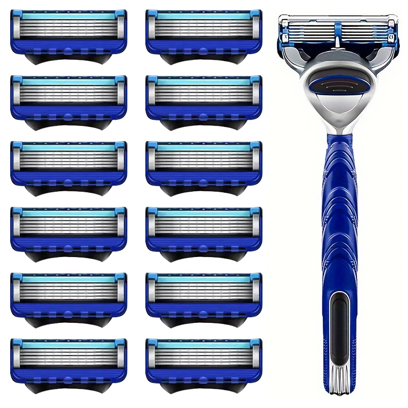 5-layers Manual Men's Razor, Stainless Steel Blades Razor For Men With Precision Trimmer, Metal Razor Holder