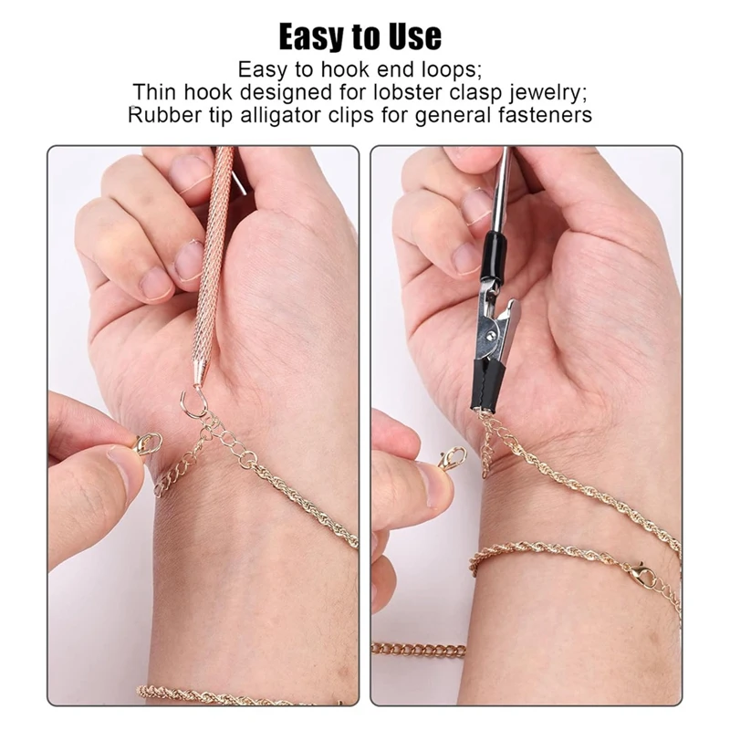 ABUL-2 pezzi Strumenti per aiutare il braccialetto, Strumento di assistenza al braccialetto Dispositivo di fissaggio per bracciale Gancio per strumento Aiutante per gioielli ad usura rapida