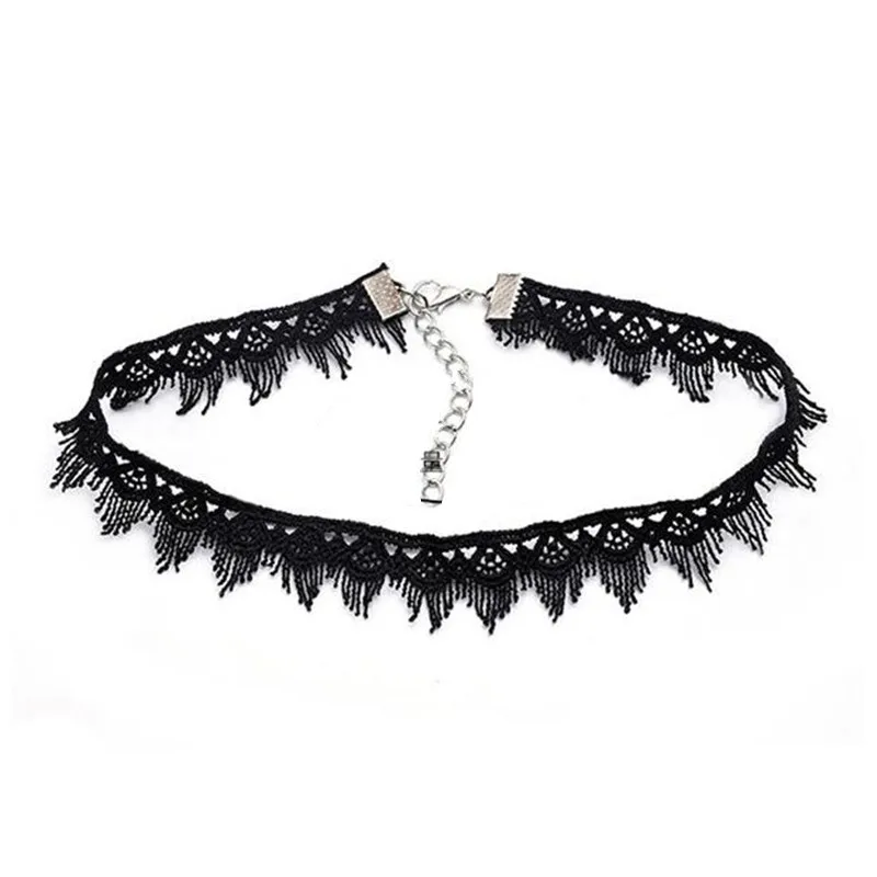 Hot New Gothic Tattoo Leather Choker Necklaces For Women Hollow Out Black Lace Necklace Party Jewelry Collier Chain Bijoux Gifts