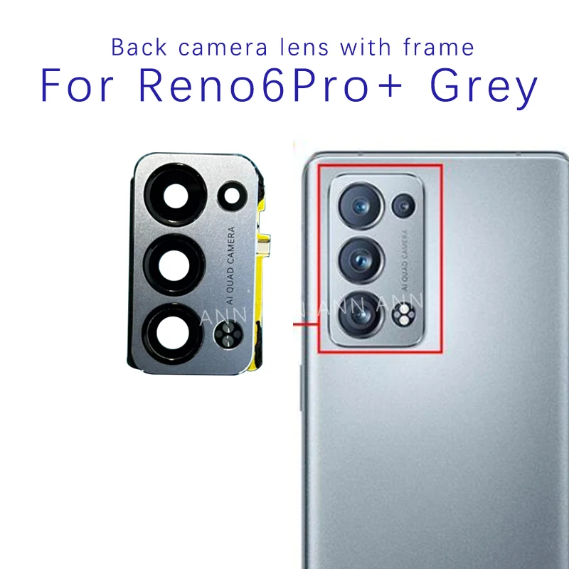 For Oppo Reno6 Pro+ Back Camera Glass Lens Cover Main Rear Camera Lens Frame with Sticker Glue Replacement Parts for reno6pro