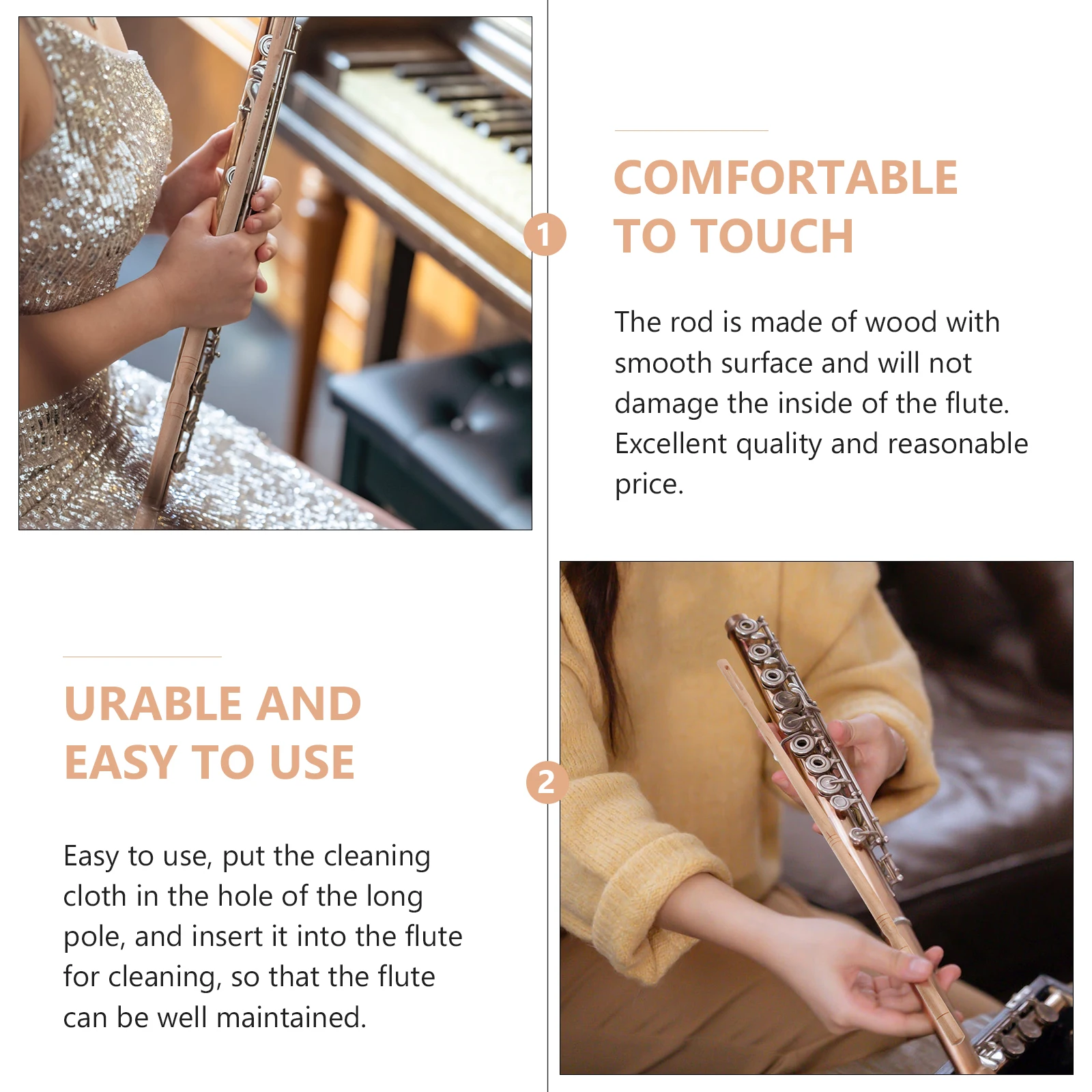 

Flute Cleaning Stick Care Tools Rod Piccolo for Accessories & Products Instrument