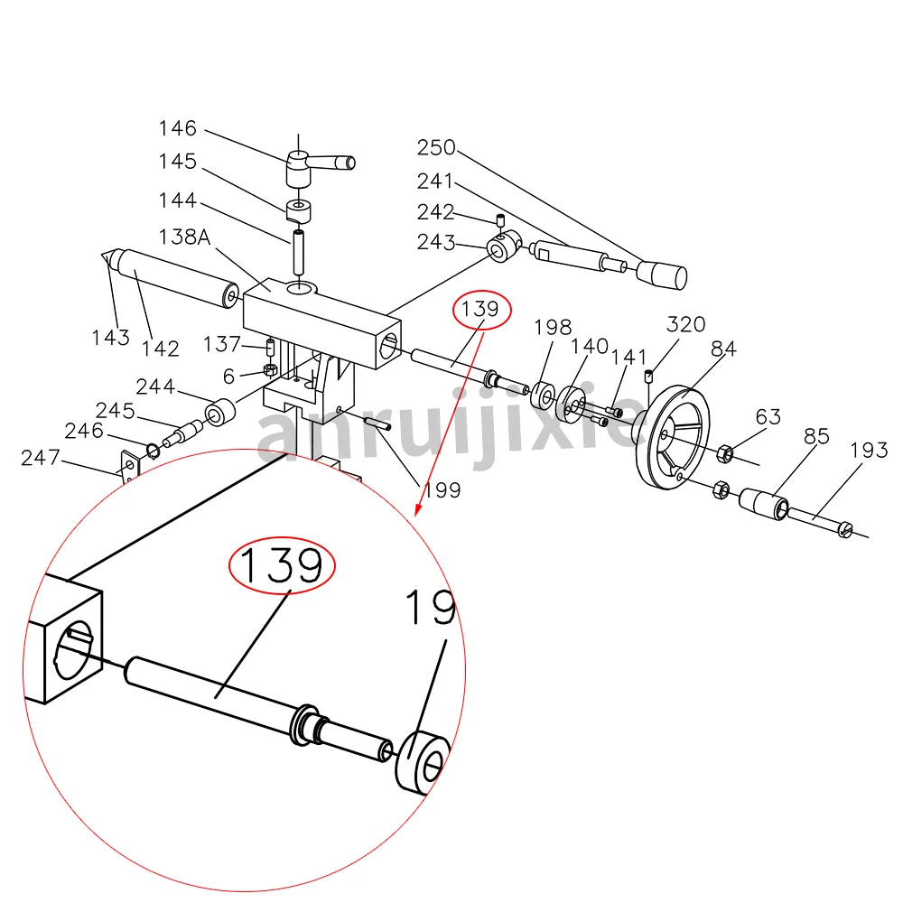 Tailstock screw C2&C3-139&SC2-097&CX704&Grizzly G8688&G0765&Compact 9&JET BD-6&BD-X7&BD-7 Mini Lathe spares part