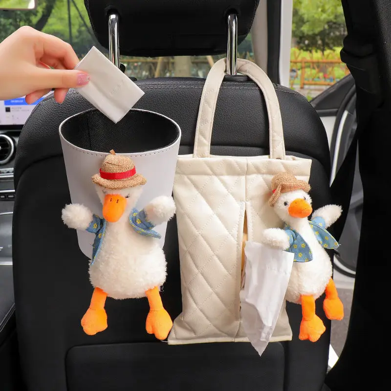 Car Tissue Box Trash Bin Combo Net Celebrity Lady Creative Cute Car Seat Front Hanging Drawer