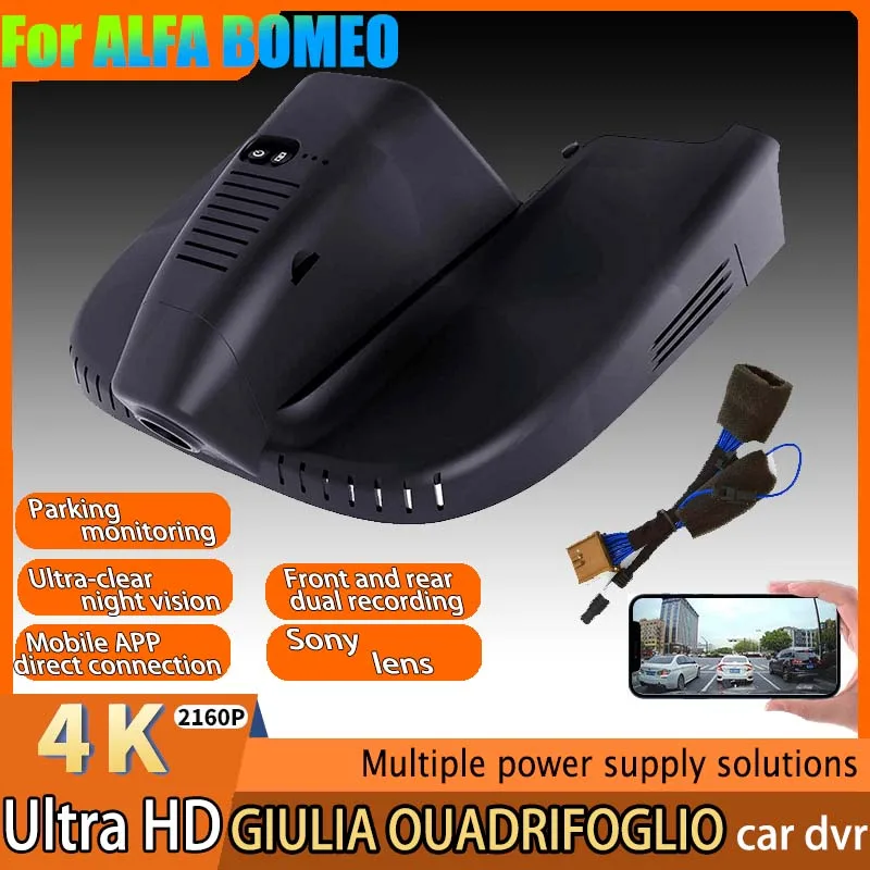 4K Plug And Play Easy installation Wifi Car DVR Dash Cam For ALFA ROMEO Giulia Quadrifoglio GTA Veloce 2016 2017 2018 2019-2021