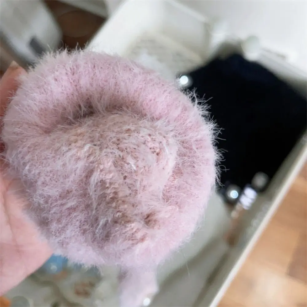 Мягкие плюшевые вязаные перчатки со стразами, жемчужные украшения для ногтей, зимние бархатные перчатки, ветрозащитные шерстяные пушистые варежки для девочек