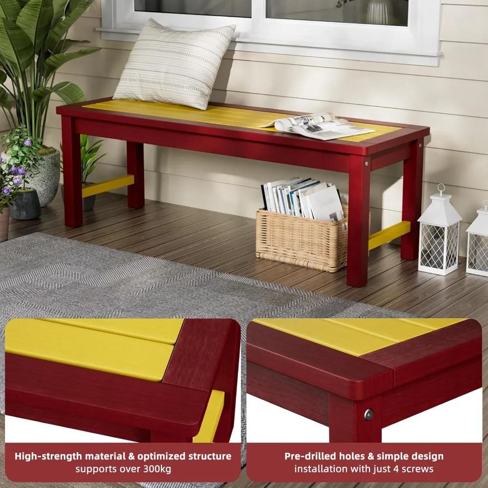 مقعد خارجي، مقعد حديقة من البولي كربونات لشخصين HDPE، مقعد فناء مناسب لجميع الأحوال الجوية لن يتلاشى ويلاشى للحديقة والشرفة والفناء الخلفي