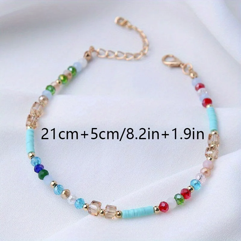 A 18K Gold-plated Bohemian Style Beach Ankle Chain Jewelry, Suitable for Holiday Wear with Contrasting Beaded Ankle Chains