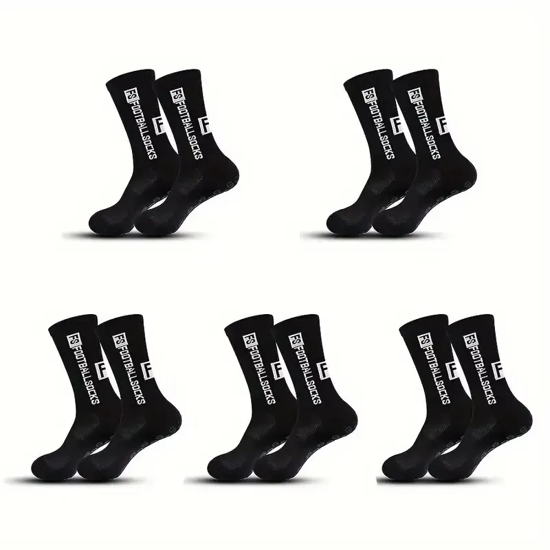 5 Paar rutschfeste Fußballsocken, atmungsaktiv, verschleißfest, Outdoor-Sportsocken für Fußball, Rugby, Basketball, Laufen