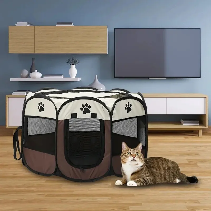 Portable Foldable Pet PlayPen for Dog Pet Cat Rabbit Guinea Pig, Indoor/Outdoor Fabric Playpen Cage Kennel Tent