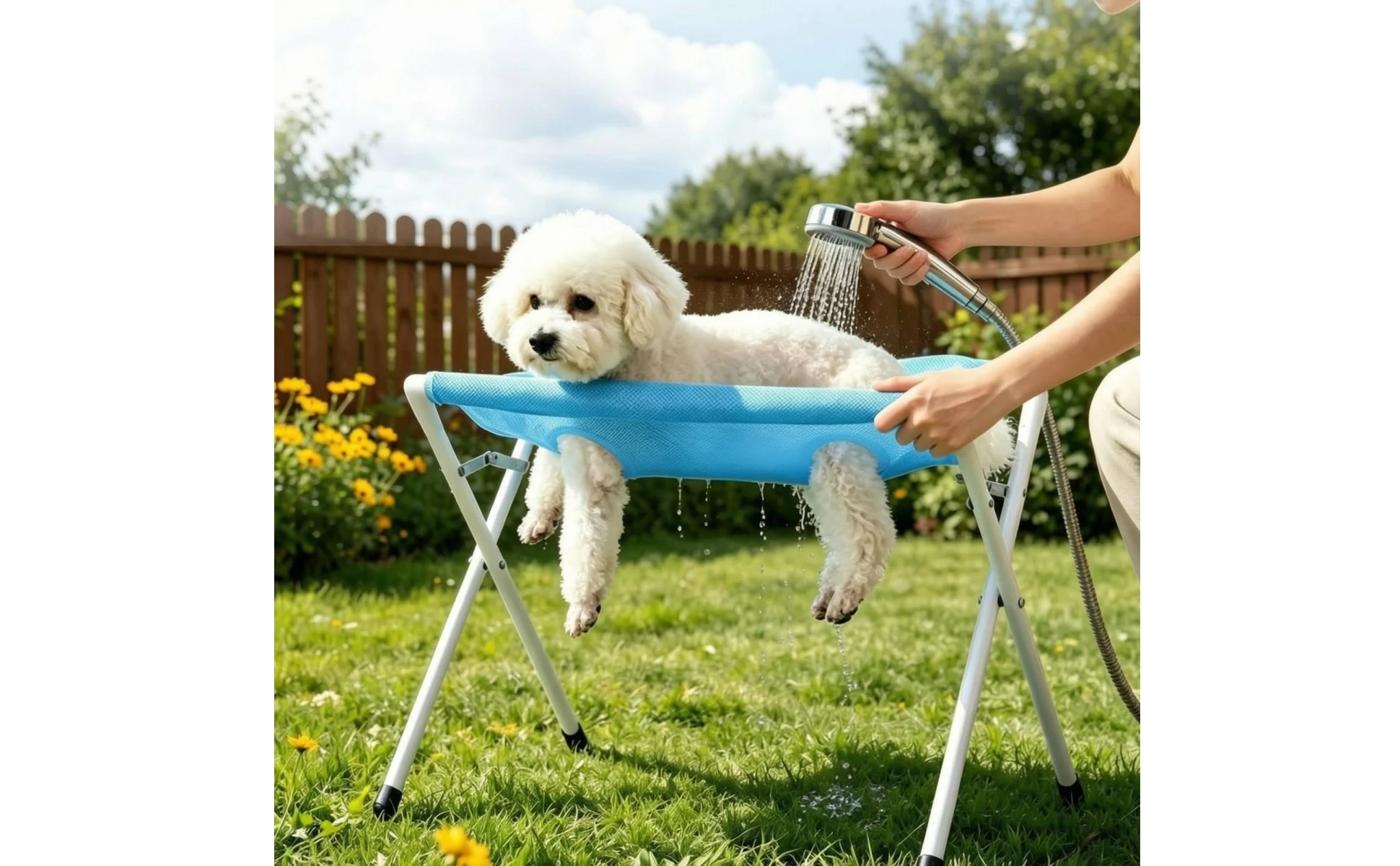 Foldable Bath Stand Quick-Dry Mesh Bath Sling Pet Grooming Stand Iron Tube Frame Wash Station Stable Structure
