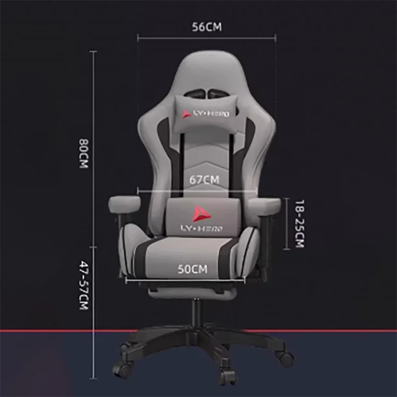 Moderner grauer Bürostuhl minimalistisch ﻿ Kissen Stilvoller ergonomischer Gaming-Stuhl Bequeme Cadeira Para Computador-Möbel mit hoher Rückenlehne