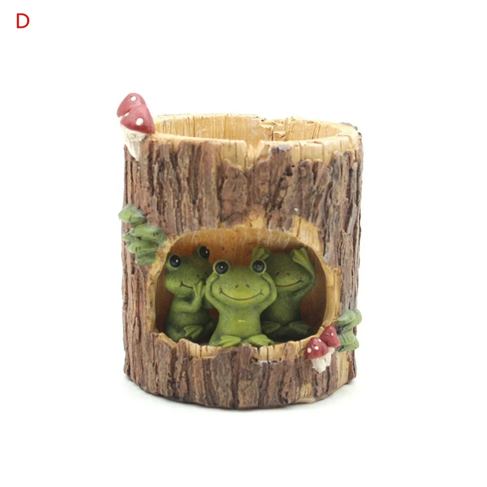 Stump Plant Pot Resin Animal Story Pot  Garden Home Decoration Resin Flower Pot