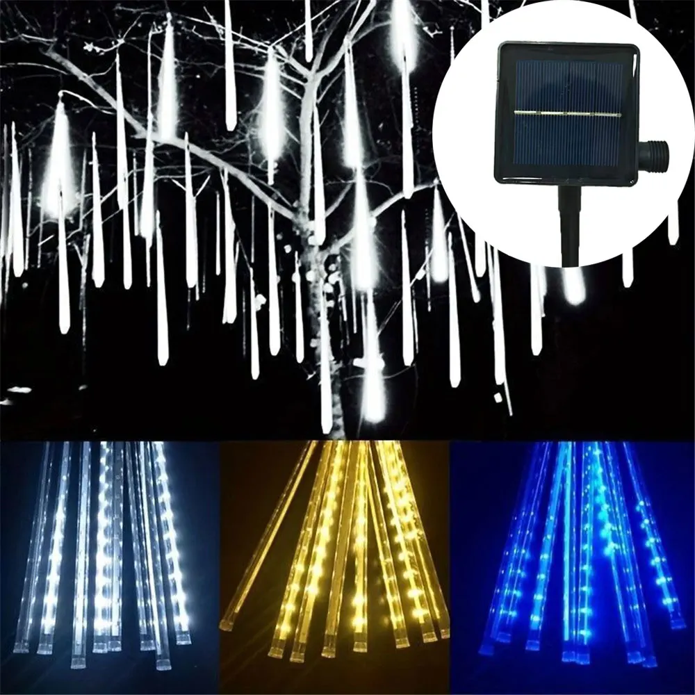 

30/50cm Solar Meteor Shower Rain 8 Tube LED String Lights for Outdoor Holiday Christmas Tree Wedding Decoration Street Garland