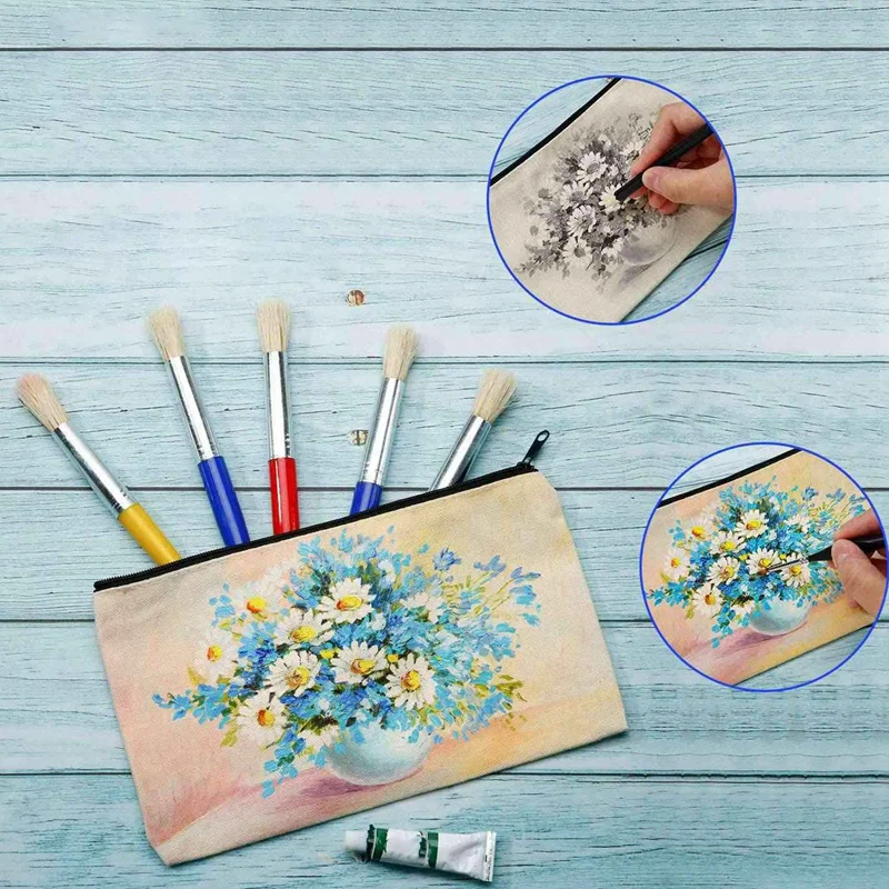 Hot TTKK 40 ชิ้นผ้าใบแต่งหน้ากระเป๋าผ้าใบซิปกระเป๋ากระเป๋าดินสอ DIY Craft กระเป๋าสําหรับเดินทาง DIY Craft โรงเรียนสีสัน Zippe