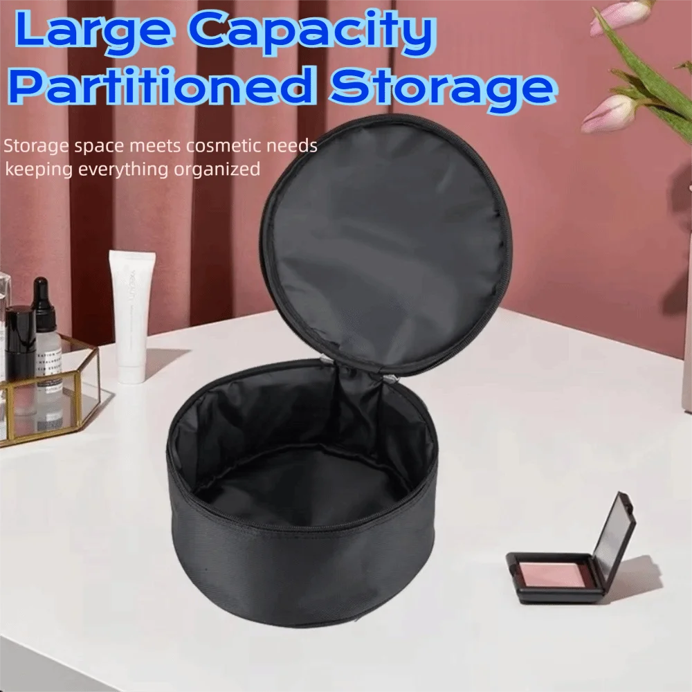 Portable Portable Makeup Bag Large Capacity Black Travel Toiletry Organizer Zipper Closure Waterproof Nylon Cosmetic Storage Box