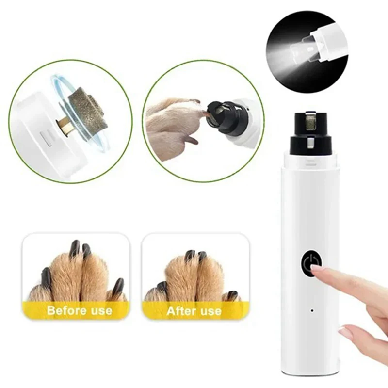 New Electric Dog Nail Clippers Rechargeable USB Charging LED Light Quiet Cat Nail Grinders Pet Paws Nail Grooming Supplies