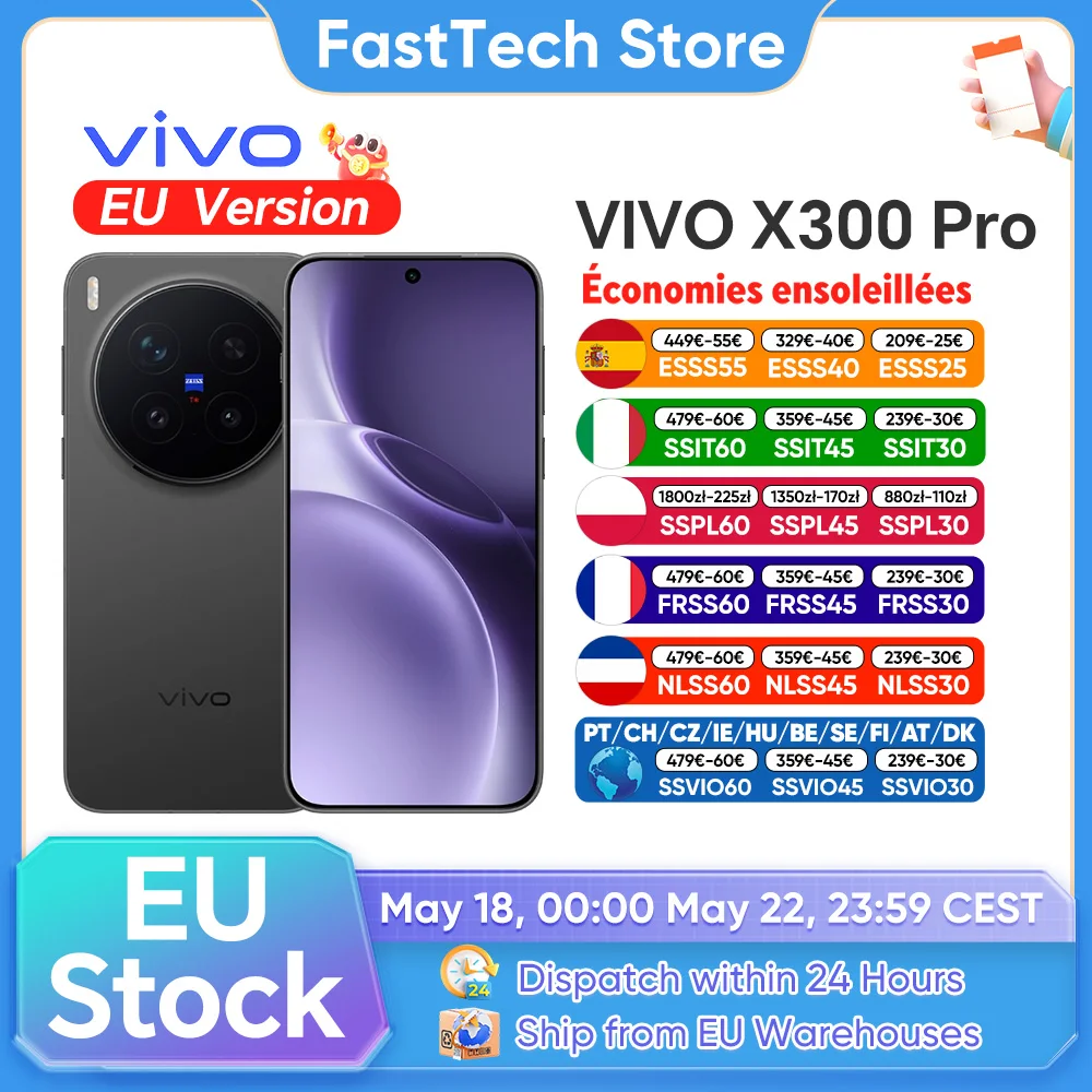 Smartphone VIVO X300 PRO 5G Version Globale MediaTek Dimensity 9500 Android 16 5440mAh 90W 6.78" AMOLED 200MP eSIM NFC