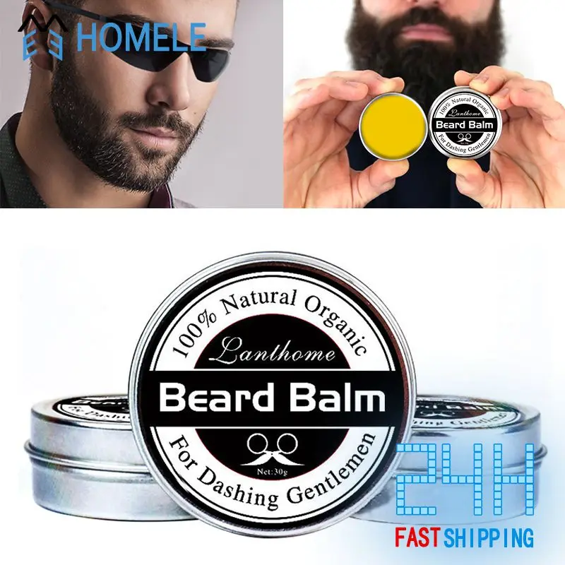 Man Beard Balm Natural Conditioner Beeswax Moisturizing Smoothing Effective Promte Beard Growth Beard Care Hair Product Series