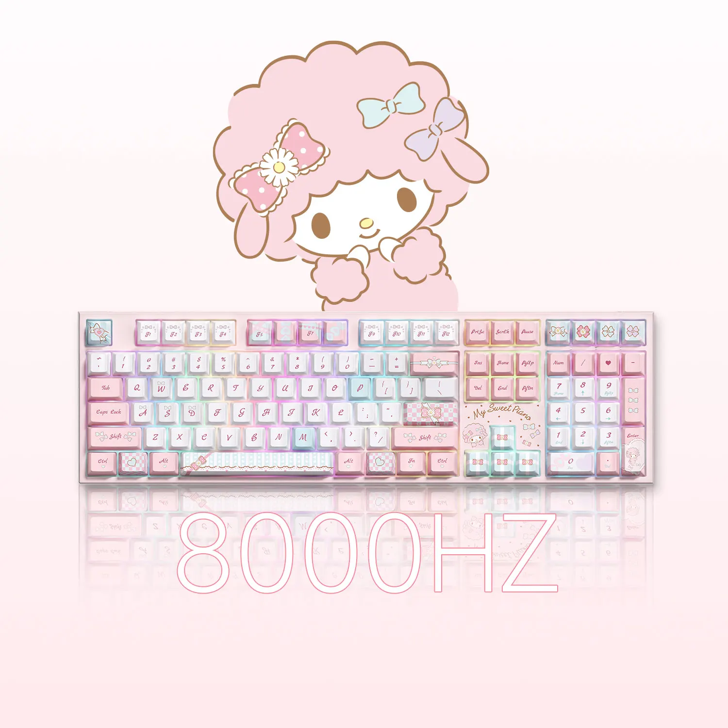 Akko 5108 V5 Mechanical Keyboard My Sweet Piano 108-Key Full Size Per-Key Flex-Cut Hot Swap 8K Polling Rate Wireless Keyboard