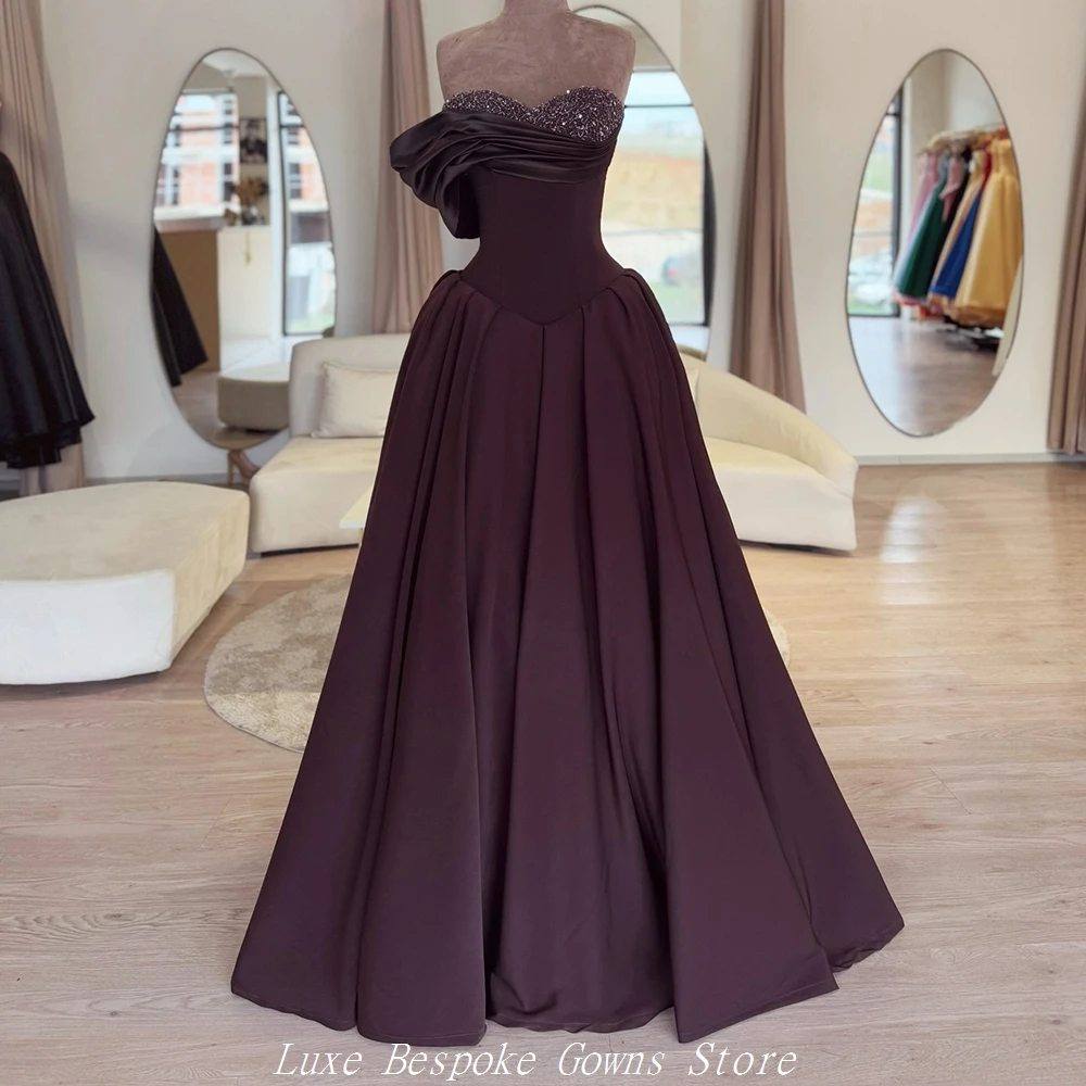 

Women's A-line Evening Dresses Floor-length Off The Shoulder Sleeveless Prom Dresses Fashion Sequined Draped Customized Gowns