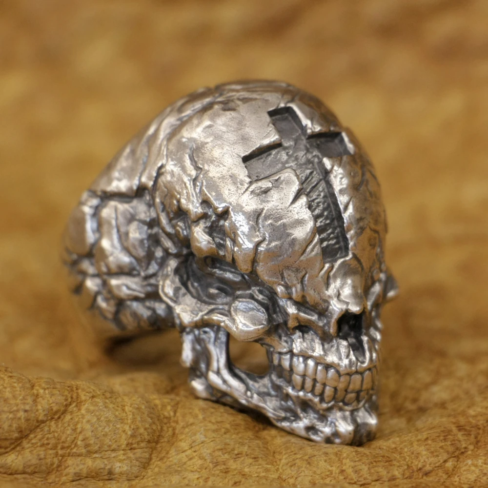 

Huge Cross Skull 925 Sterling Silver Ring Biker Rock Punk Jewelry TA422 US Size 7~16