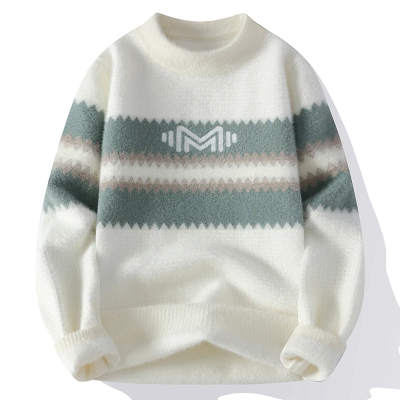 

Men's Soft round Ne Knitted Sweater Autumn Winter Woolen Cable Knit Base Layer irt Color Blo Design Warm Wear