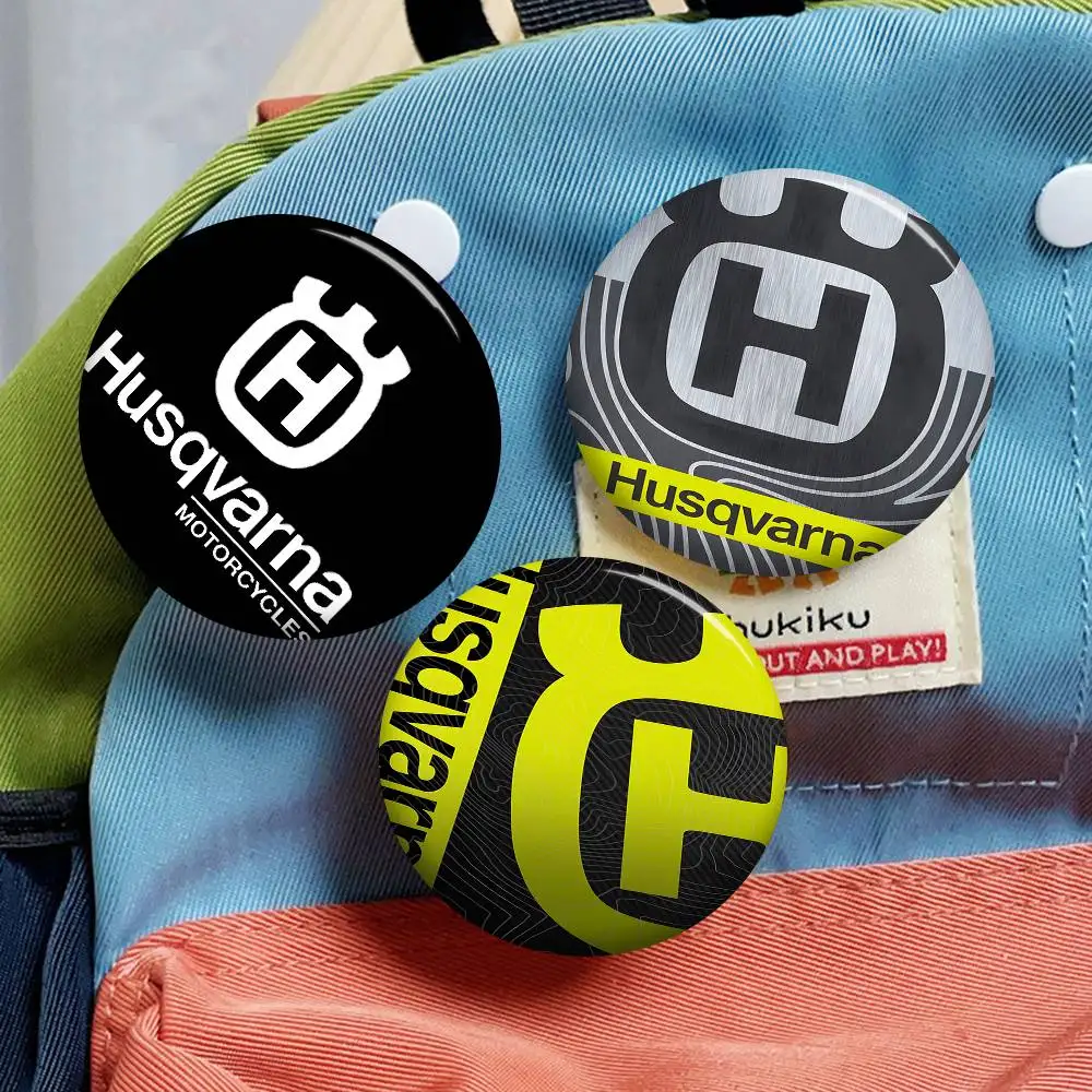 H-Husqvarna Logo Soft Button Pin Bright Printed Icon Gift For Friends Badge Collar Brooch Lapel Pin Metal view 5