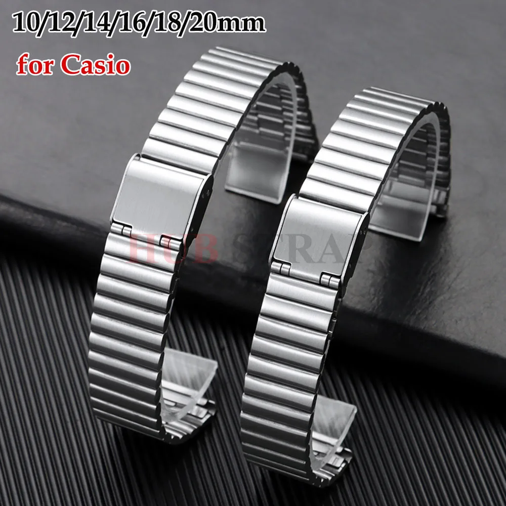 10mm 12mm 14mm 16mm 18mm 20mm for Casio Stainless Steel Watch Band Ultra-thin Metal Bracelet Universal Watch Strap for Men Women