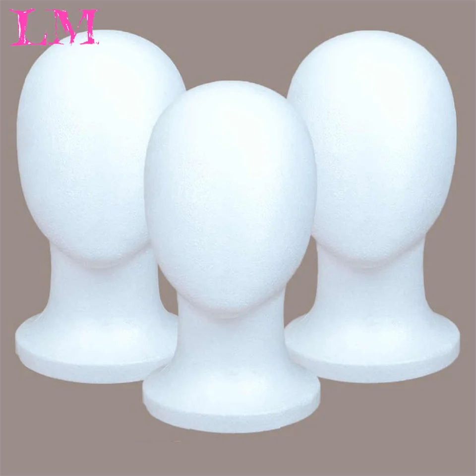 LM Hiar Female Styrofoam Mannequin Manikin Head Model Lightweight Foam Hat Wig Hair Glasses Display Stand Rack Photograph Prop