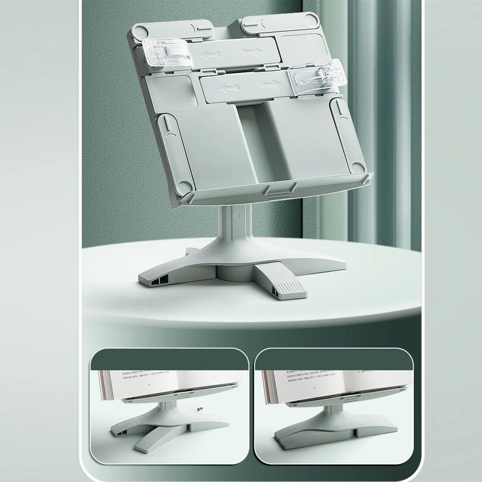 Adjustable Desk Books Stand Children Book Holder Tray with Page Paper Clips for Reading Writing Drawing