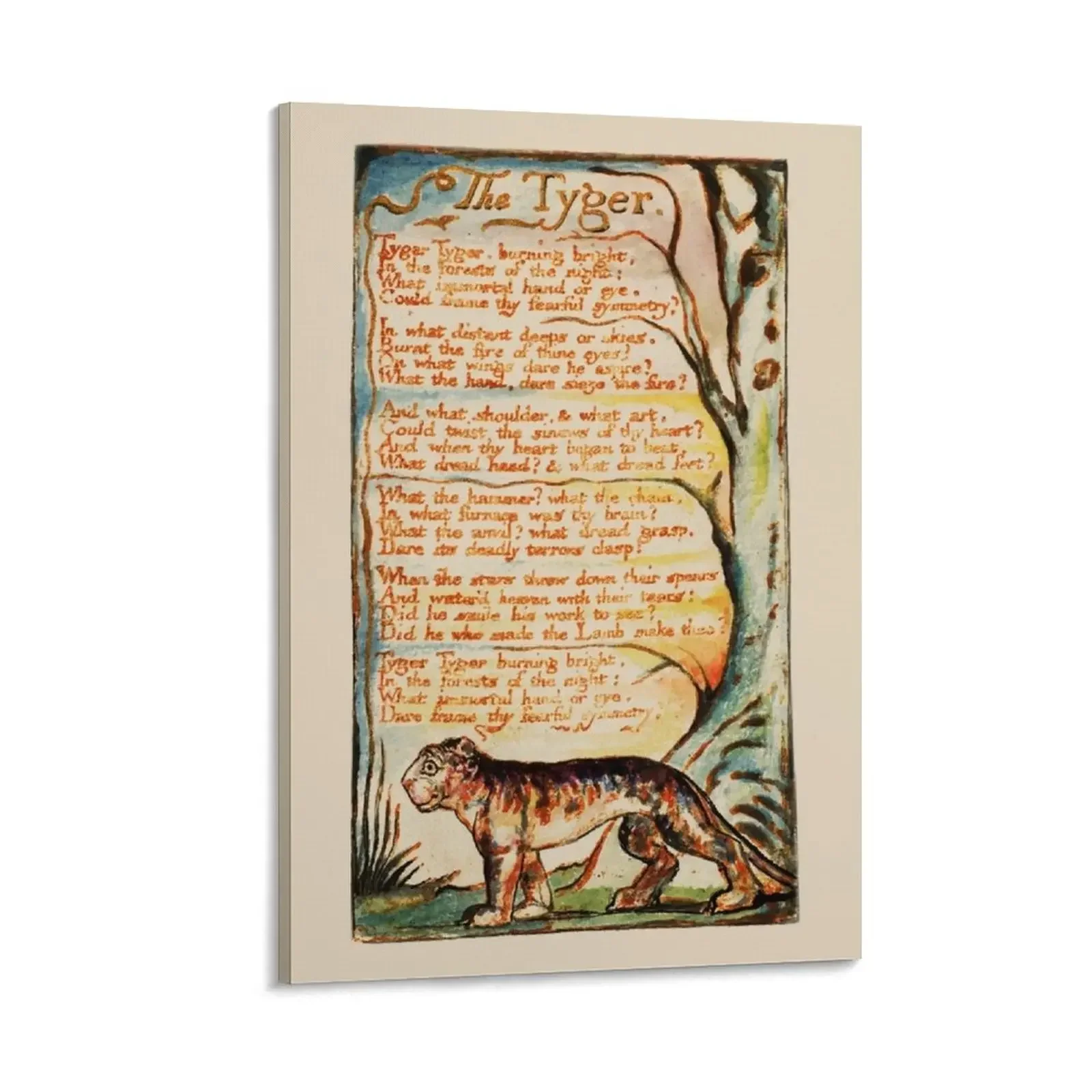 

The Tyger - William Blake: Canvas Painting Paintings on the wall office decoration Paintings for bedroom vintage home decor