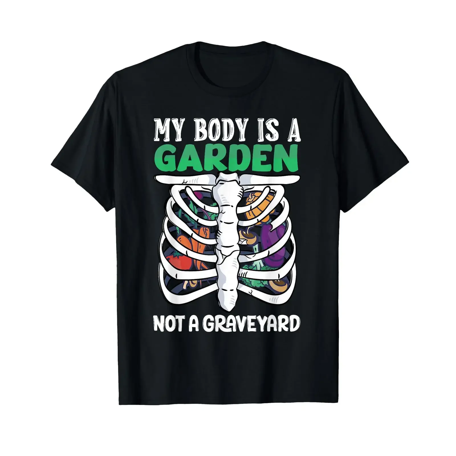Vegan My Body Is A Garden Not Graveyard Vegetarian T Shirt black vintage Washed homme Stylish Soft Casual Comfortable Versatile