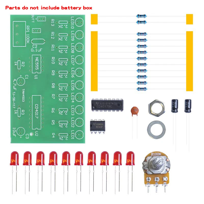 NE555+CD4017 LED Flow Lamp Welding Circuit Board DIY Kit Electronic Component Set Welding Training Kit