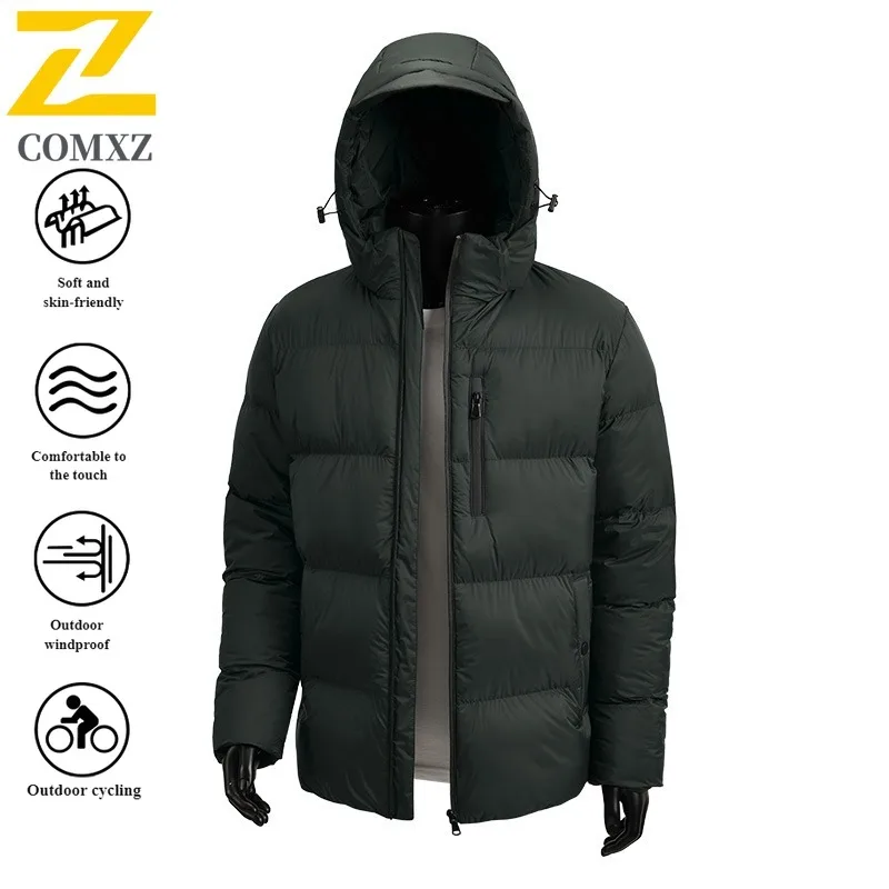 

Winter Couple's Hooded Windbreaker Loose-Fit Stand Collar Thermal Jacket Coat Waterproof Windproof for Hiking Camping Fishing