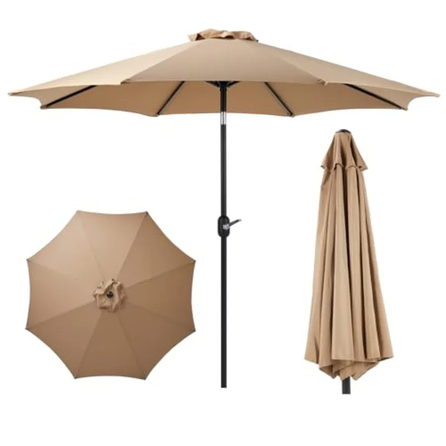 

9ft Patio Umbrella with Tilt and Crank Button and 8 Sturdy Ribs Waterproof, Patio Table Umbrella Perfect for Poolside, Terrace,