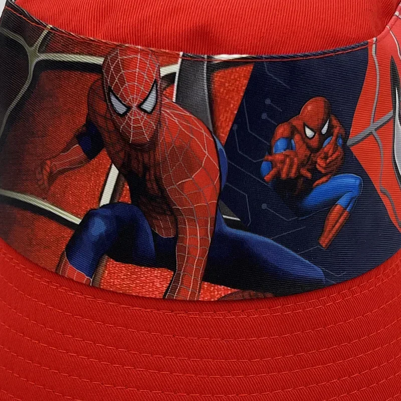 Disney Kids Caps Cartoon Spider Bucket Hats for Boys Girls Fashion Outdoor Sunscreen Fisherman Caps Children Accessories