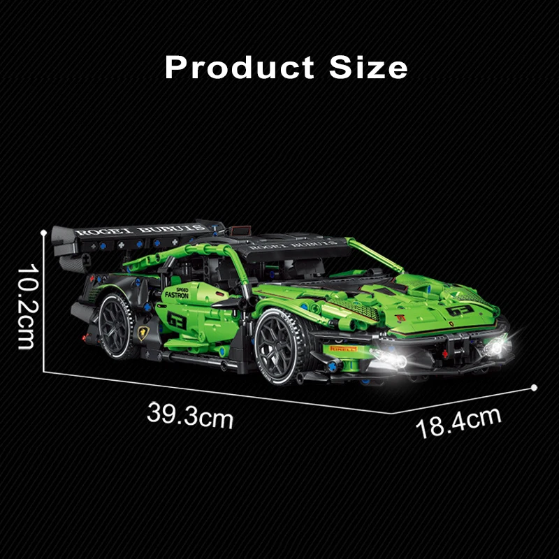 1644PCS Tecnico Verde Super Lambor Modello di Auto Sportiva Building Blocks Veicolo Famoso Assemblare Mattoni Giocattoli Per Adulti