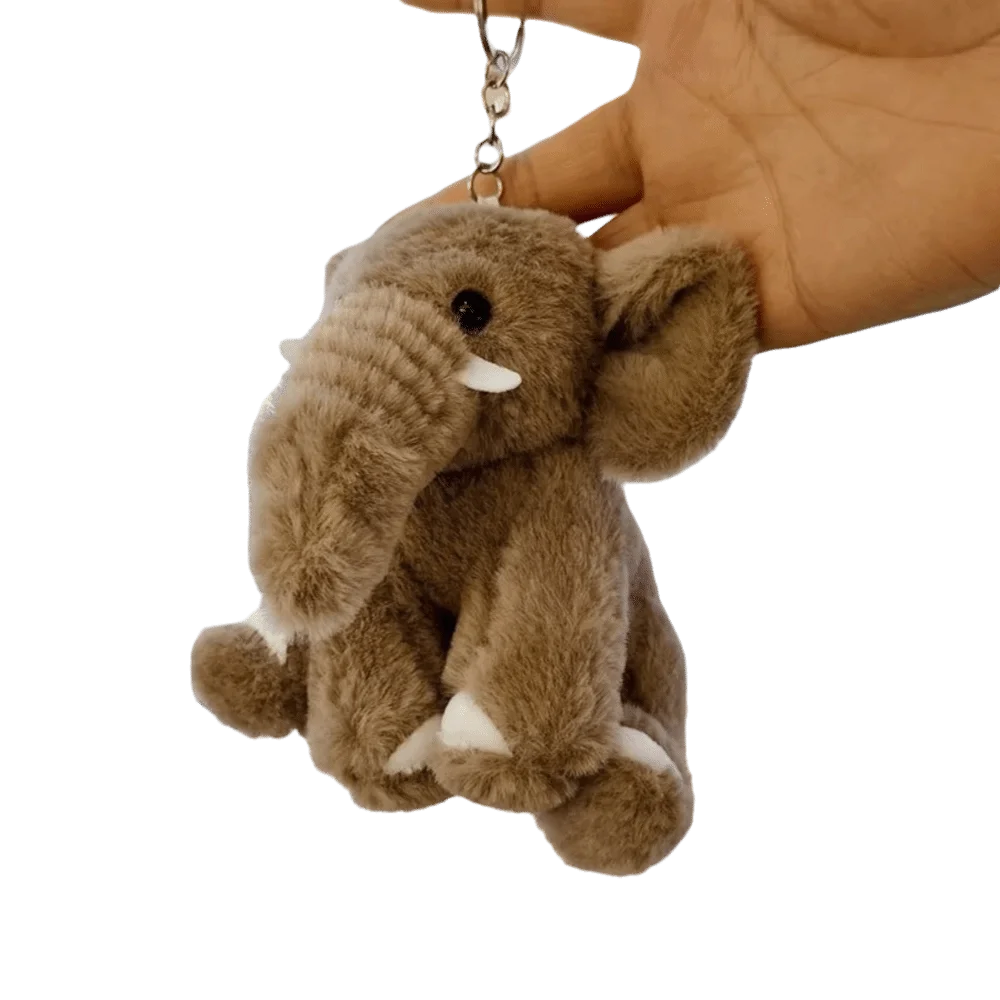 Trinket Polyester Elephant Keyring Cute Cartoon Soft Plush Stuffed Keychain Fluffy Portable Animal Bag Pendant Daily