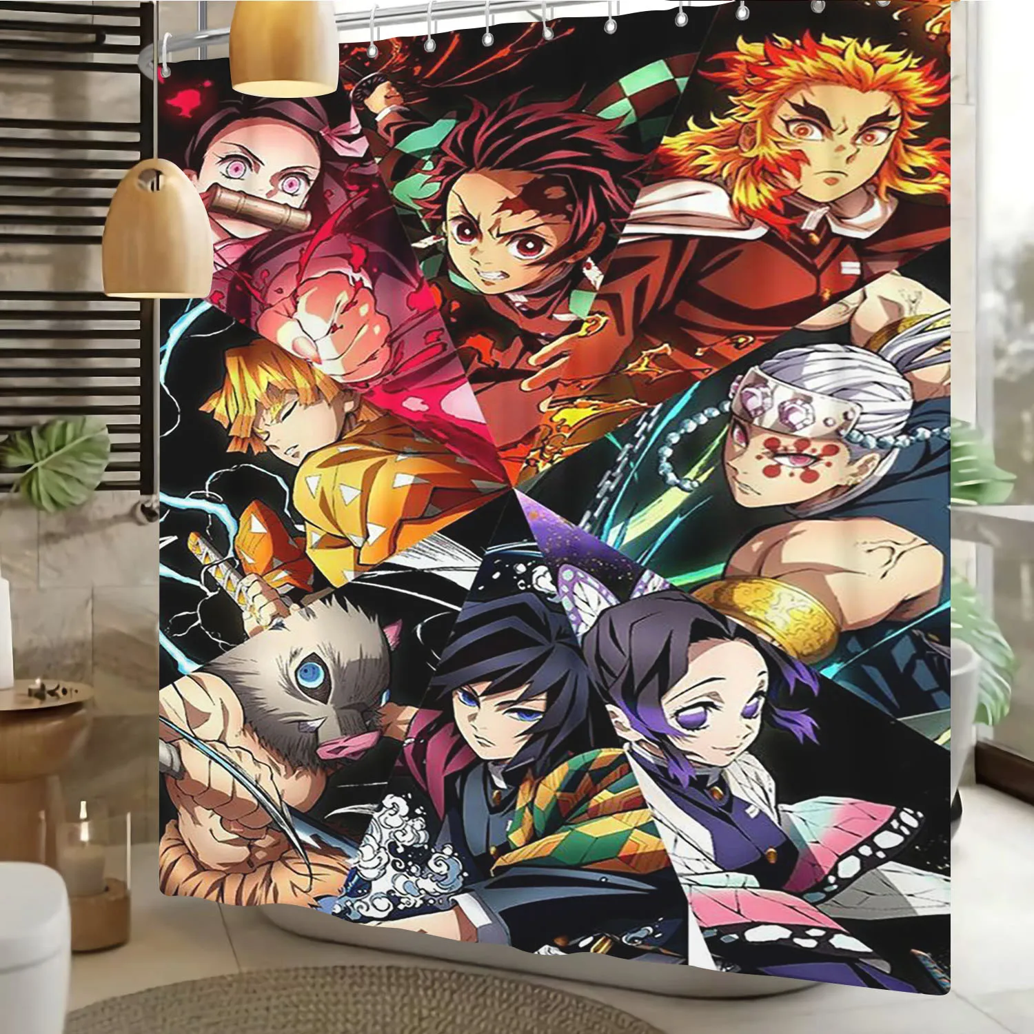 Demon Slayer: Kimetsu no Yaiba Bathroom Curtains Accessories Sets Luxury Shower Curtain Bath & Items Cute Waterproof Funny Anime