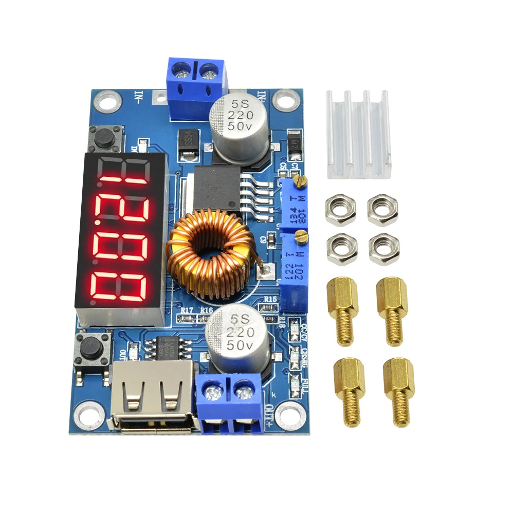 5A 75W XL4015 DC-DC Converter Adjustable Step-Down Module 4.0-38V to 1.25V-36V DIY Adjustable Power Supply