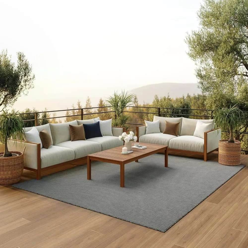 

Home Positano Charcoal 8' x 10' Area Rug, Modern, Solid, Indoor/Outdoor, Easy Cleaning, Non Shedding, Bed Room, Living