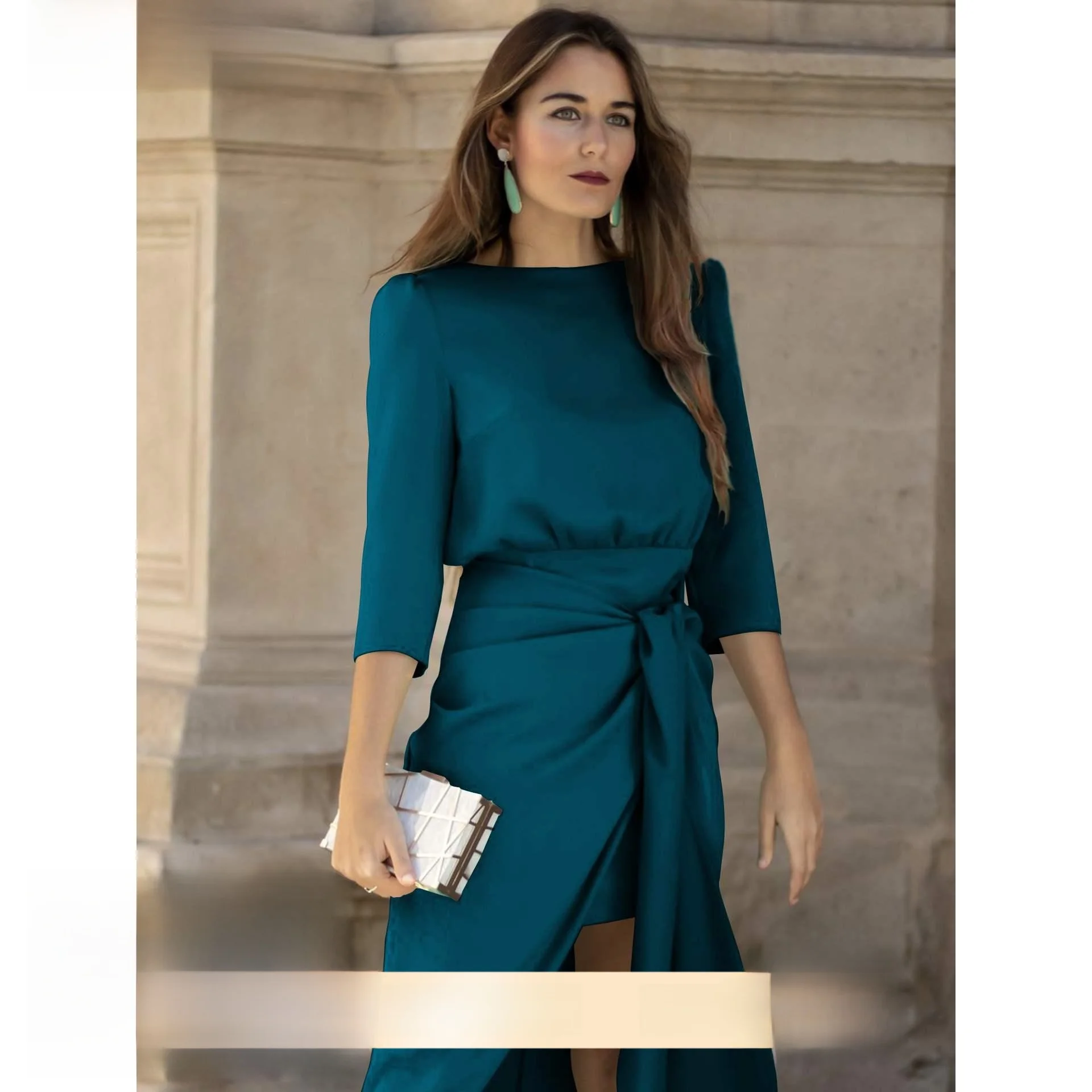 تنورة Ele Satin Wrap Dr عالية الخصر بأشرطة ميدي Dr للسيدات من Faionable Ele Dr موسم الصيف الأساسي Sle #3