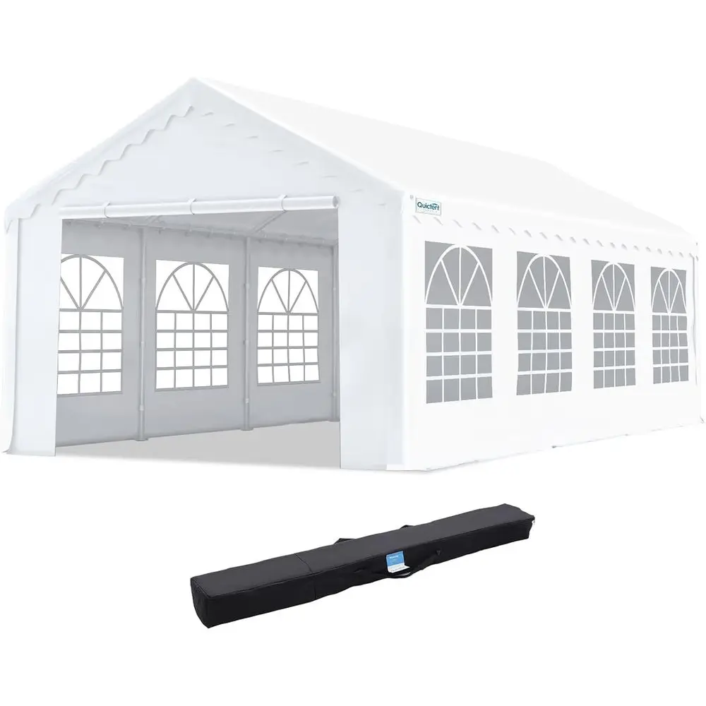 

Durable 10x30 Outdoor Party Tent, White Powder Coated, Carport for Weddings and Events with Storage Bag