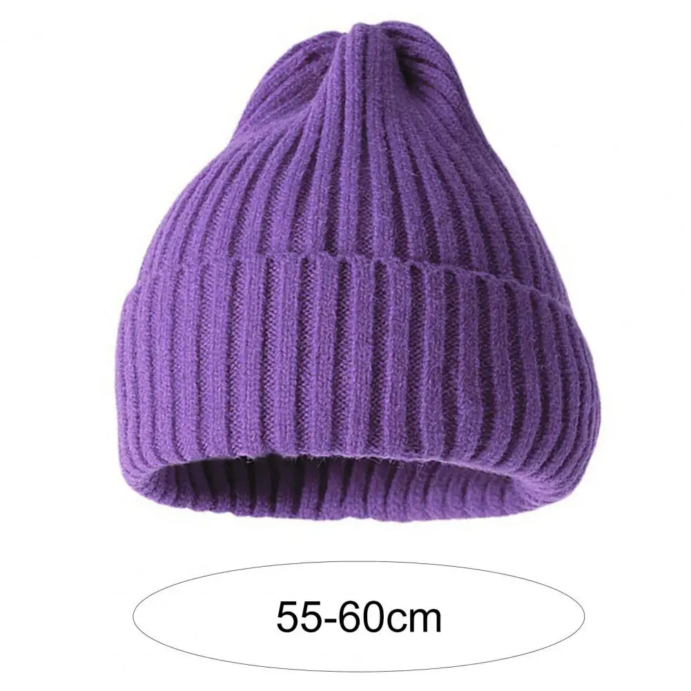 Beanie Hat No Brim Crimping Elastic Windproof Knitted Hat Keep Warm Solid Color Women Winter Knitted Beanie Cap шапка женская