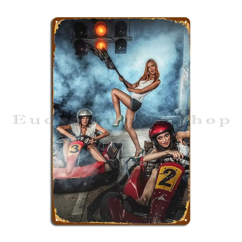 Go To Kart Racing Girl Metal Sign Cinema Club Bar Wall Cave Customized Tin Sign Poster