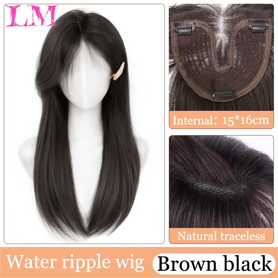 LM Mid Split Fake Bangs Frangia francese naturale 3D Parrucche Toppe per capelli e frangia che scorre finta da donna