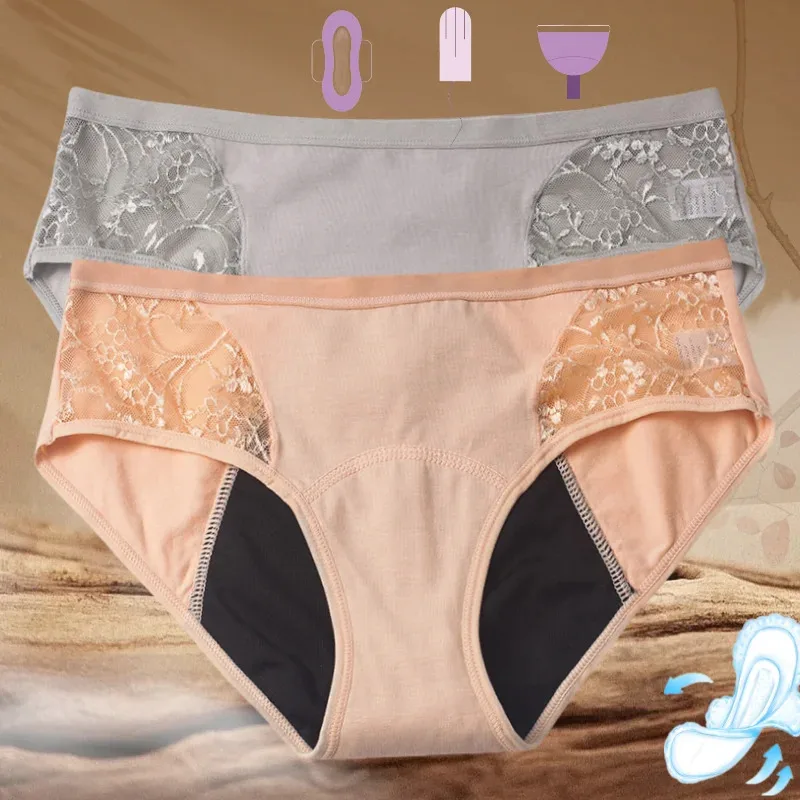 

2025 2pcs Menstrual Period Panties Women Cotton higth waist Leak Proof Widen absorbent underwear Physiological Briefs